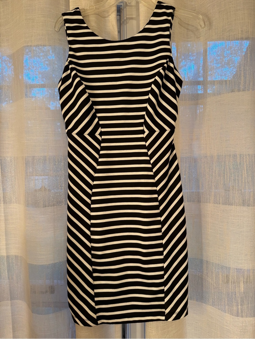 Bisou Bisou Black and White Striped Sheath Dress